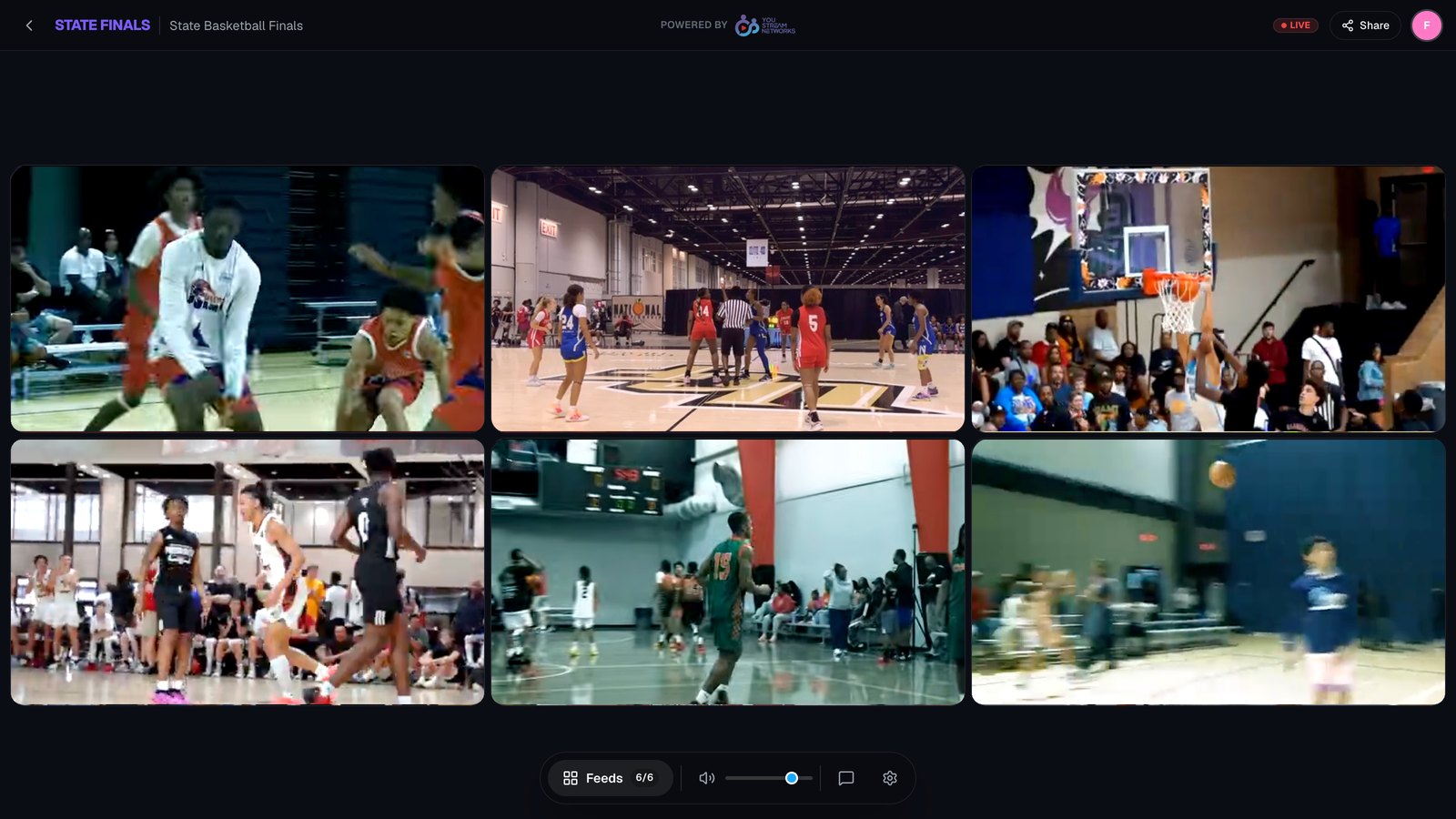 The viewer on the web: six live courts on one screen